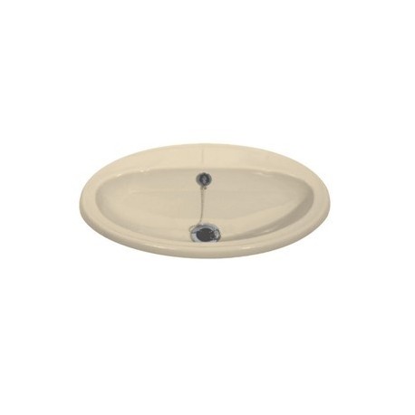 Oval inzet wastafel compleet met standaard afval 520mm  cremé